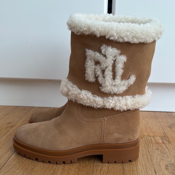 Women's Tan Shearling Boots - Picture 3 of 6